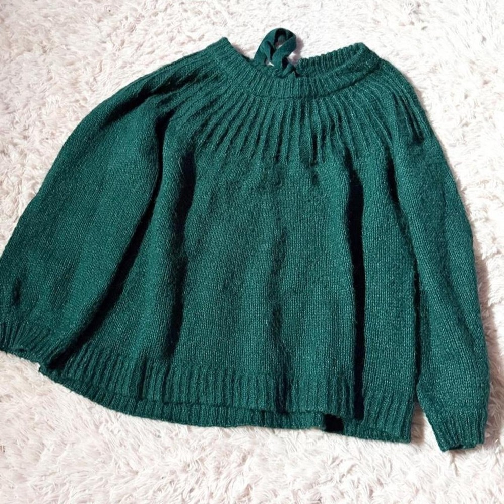 Oversized Forest Green Festive Holiday Minimalist Winter Sweater Womens XXL